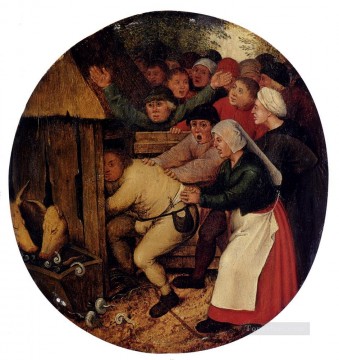  Pieter Arte - Empujado a la pocilga género campesino Pieter Brueghel el Joven
